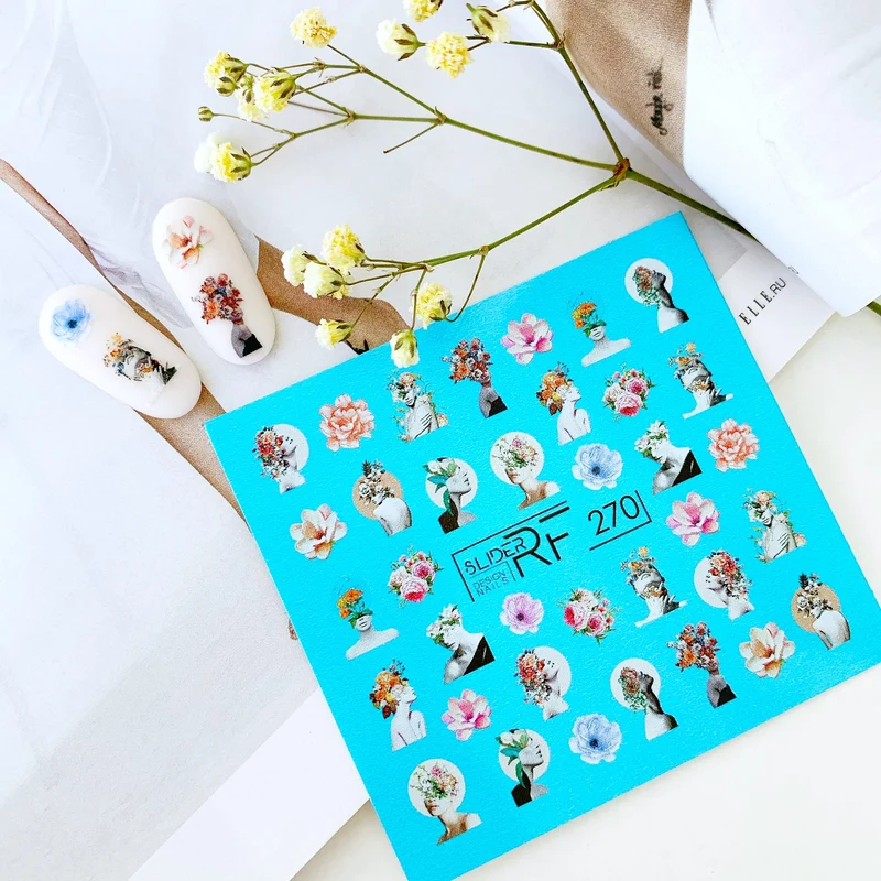 Slider.RF Abstract flower nail decals / sliders 270