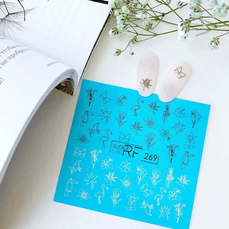 Slider.RF Flower and animal nail decals / sliders 269
