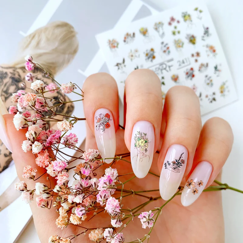 Slider.RF Abstract flower nail decals / sliders 241