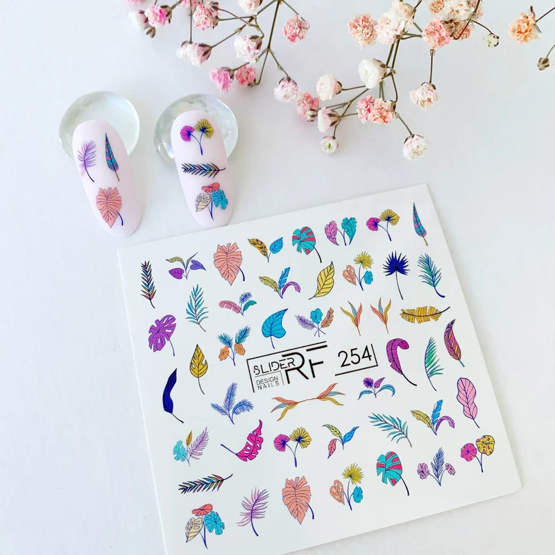 Slider.RF Leaf and feather nail decals / sliders 154