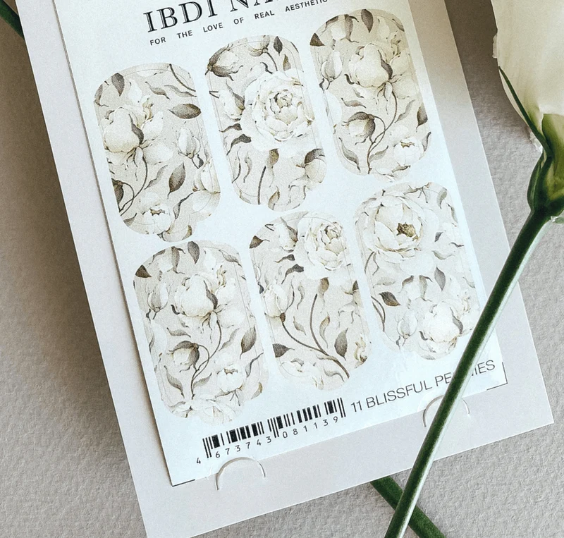 11 BLISSFUL PEONIES - Nail Wraps IBDI Nails