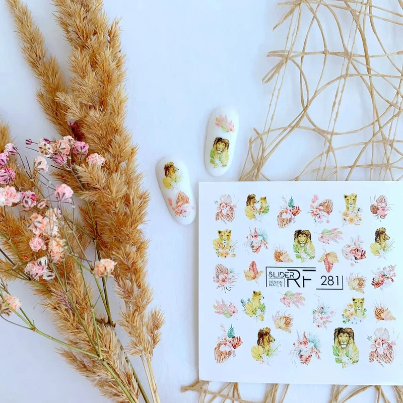 Slider.RF Flower and lions nail decals / sliders 281