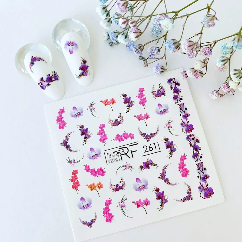 Slider.RF Flower nail decals / sliders 261