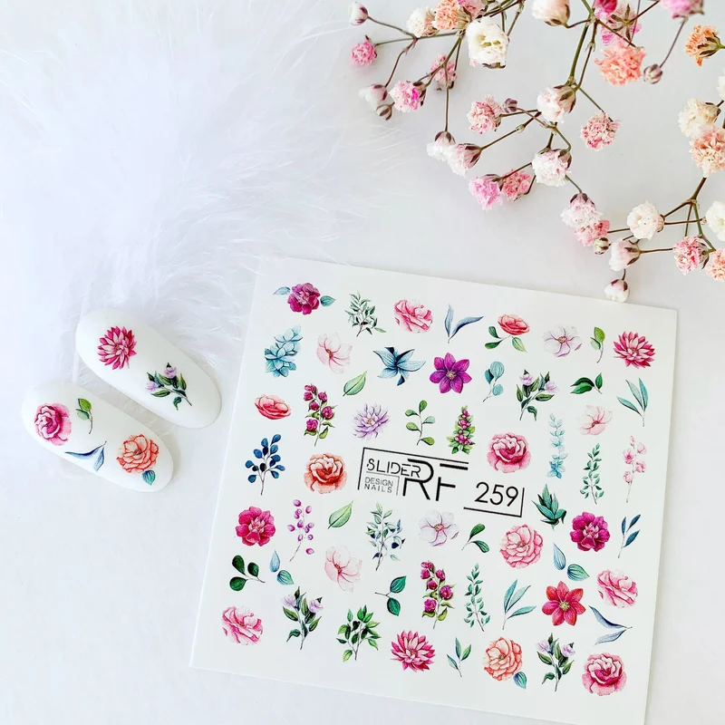 Slider.RF Flower nail decals / sliders 259
