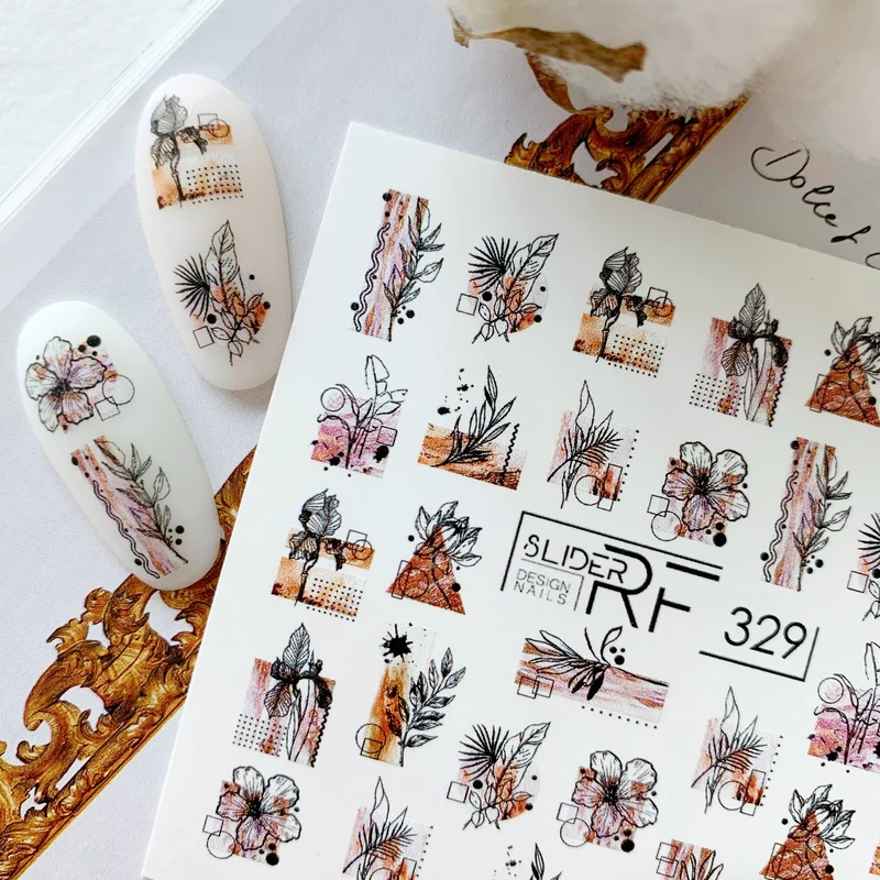 Slider.RF Abstract leaf nail decals / sliders 329