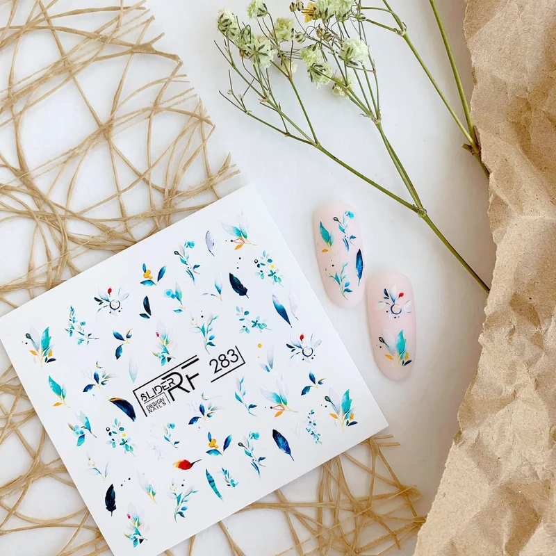 Slider.RF Feather and leaf fashion nail decals / sliders 283