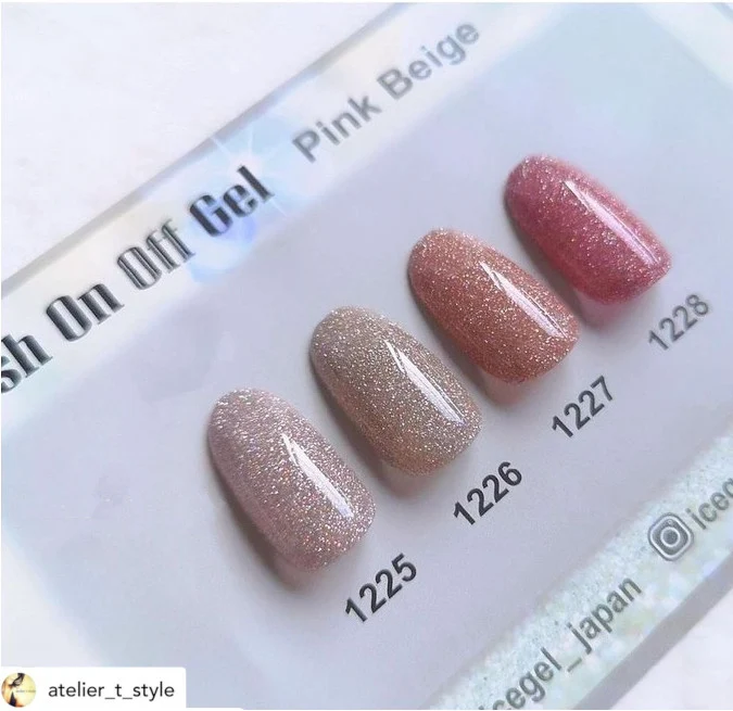 ICEGEL Flash on / off pink beige gel polish 1225-1228
