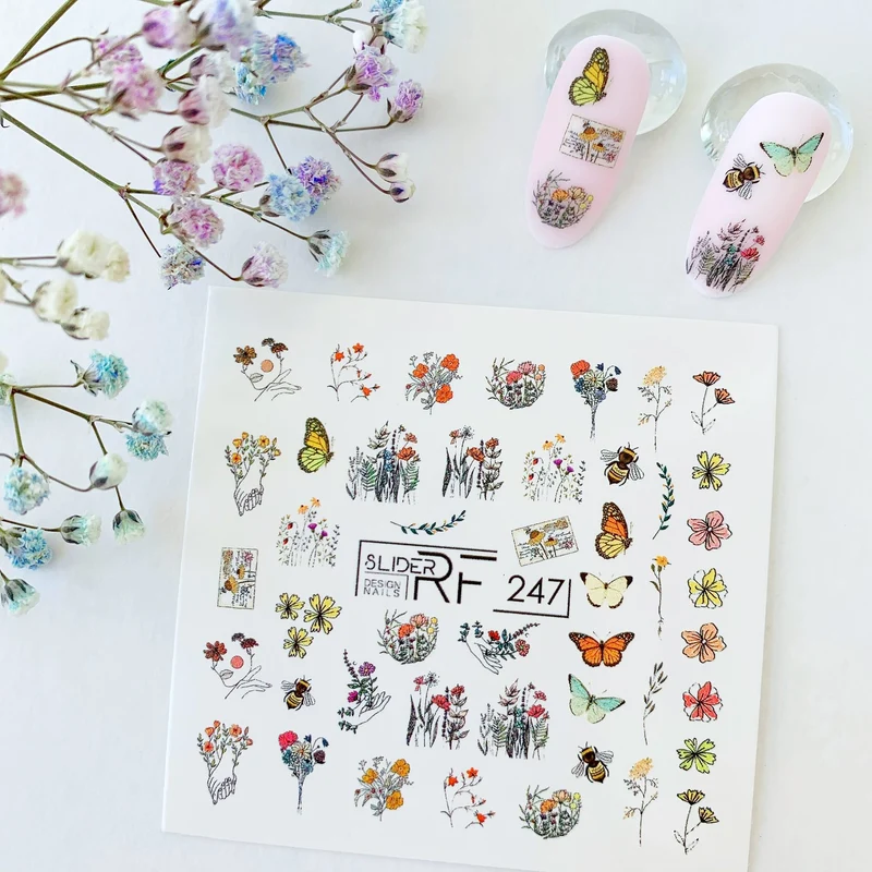 Slider.RF Flower and butterfly nail decals / sliders 247