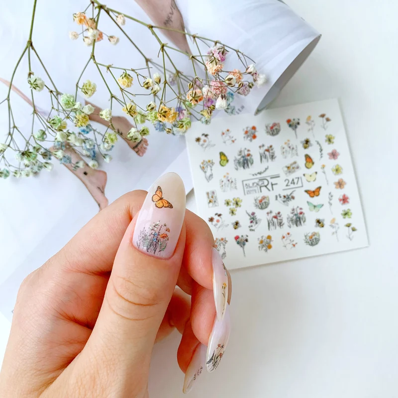 Slider.RF Flower and butterfly nail decals / sliders 247
