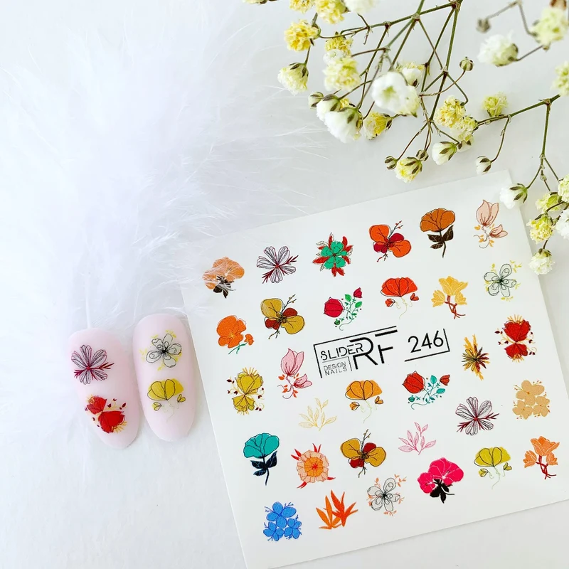 Slider.RF Flower nail decals / sliders 246