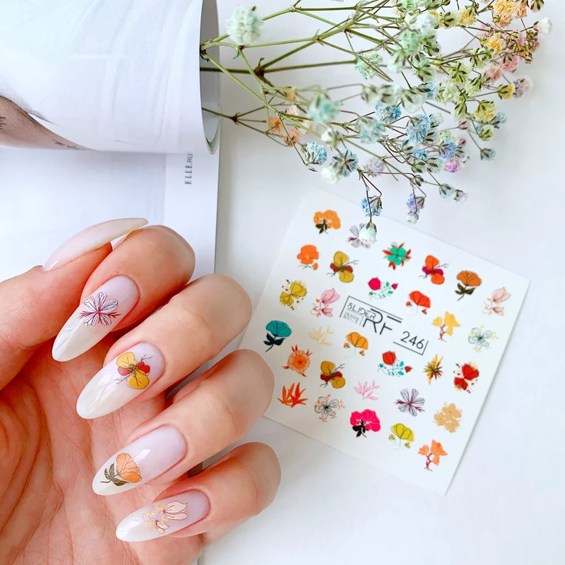 Slider.RF Flower nail decals / sliders 246