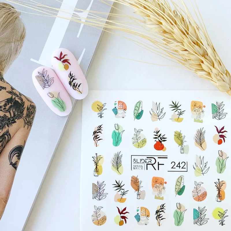 Slider.RF Flower and leaf nail decals / sliders 242