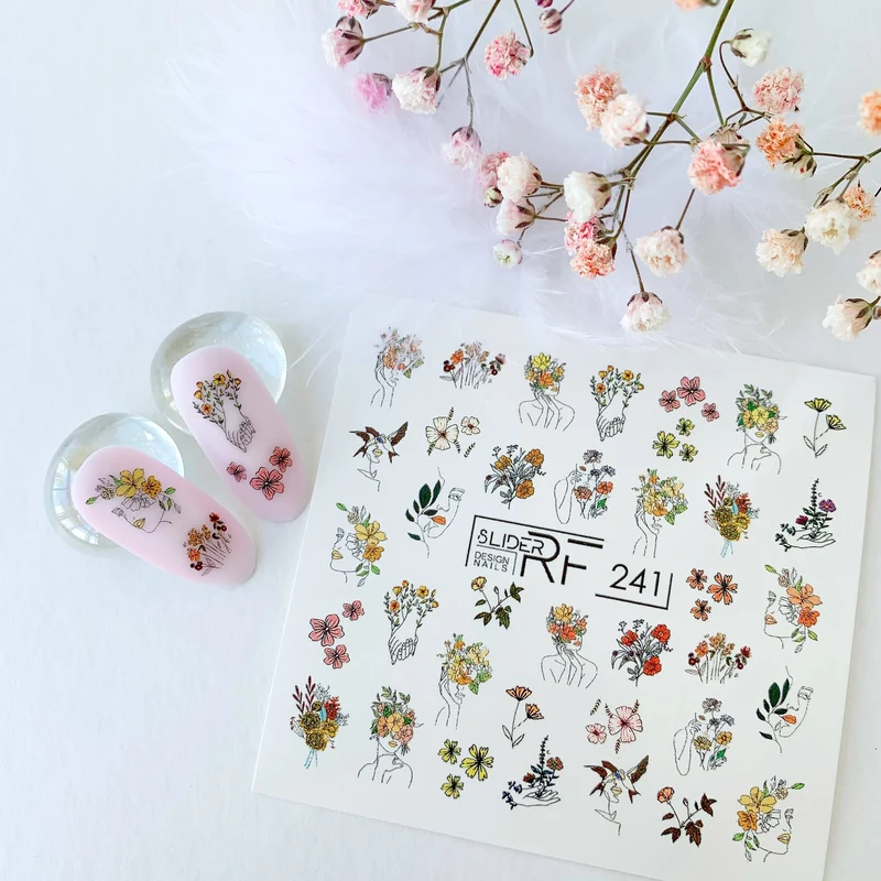 Slider.RF Flower nail decals / sliders 241