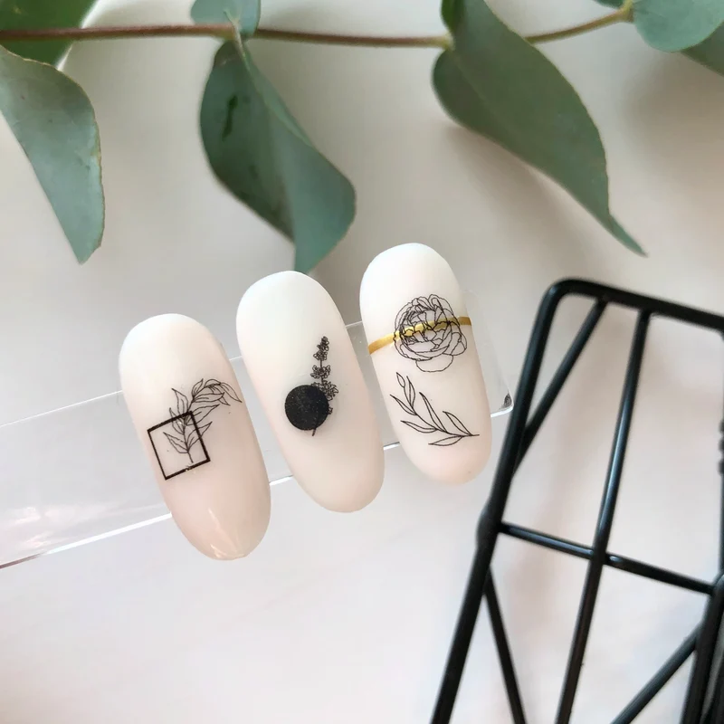 IBDI Feather and rose nail stickers #Stiker 5