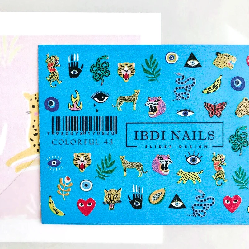 IBDI Jungle animal nail decals / sliders #Colorful 43