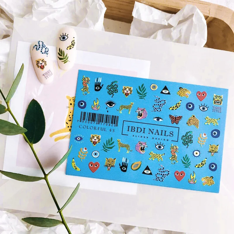 IBDI Jungle animal nail decals / sliders #Colorful 43