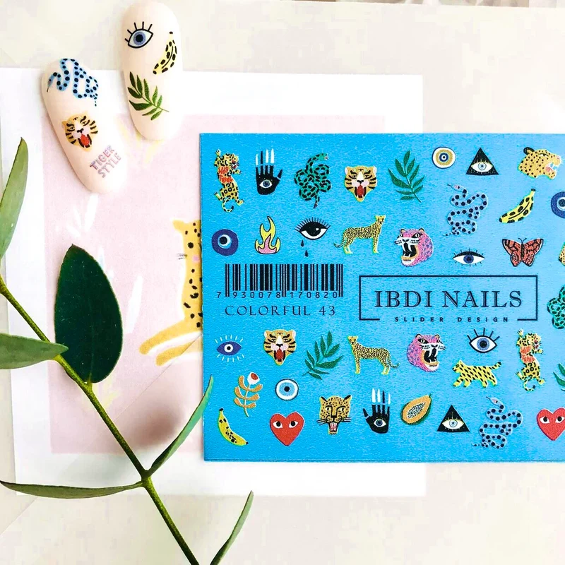 IBDI Jungle animal nail decals / sliders #Colorful 43