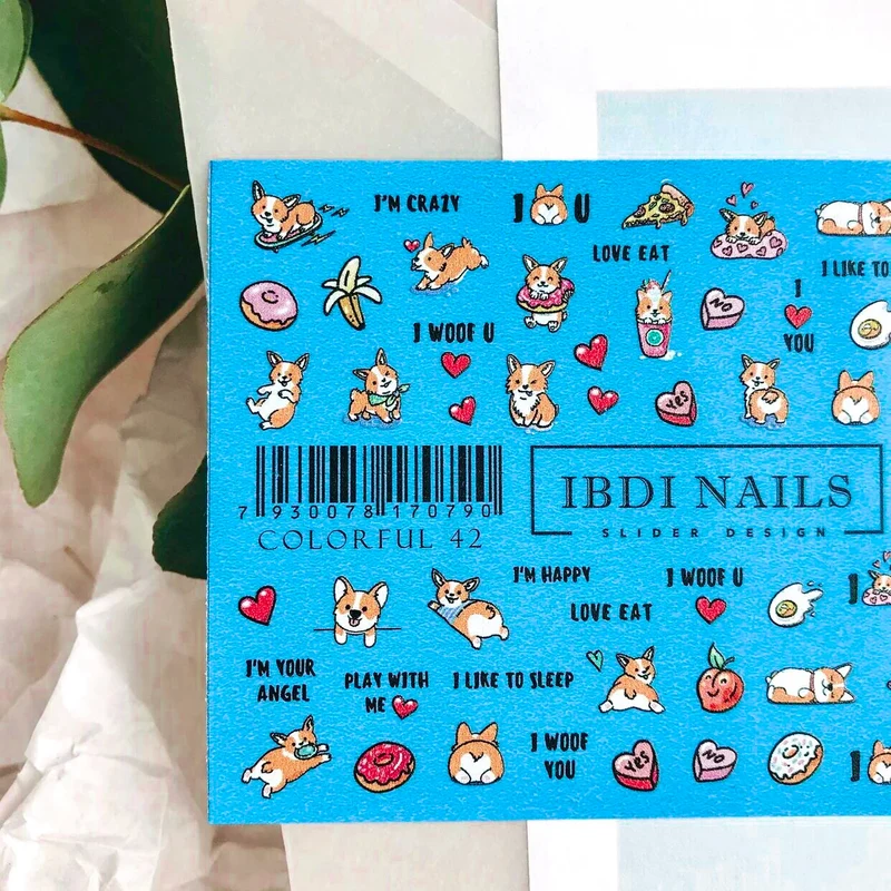 IBDI Valentines Day dog nail decals / sliders #Colorful 42