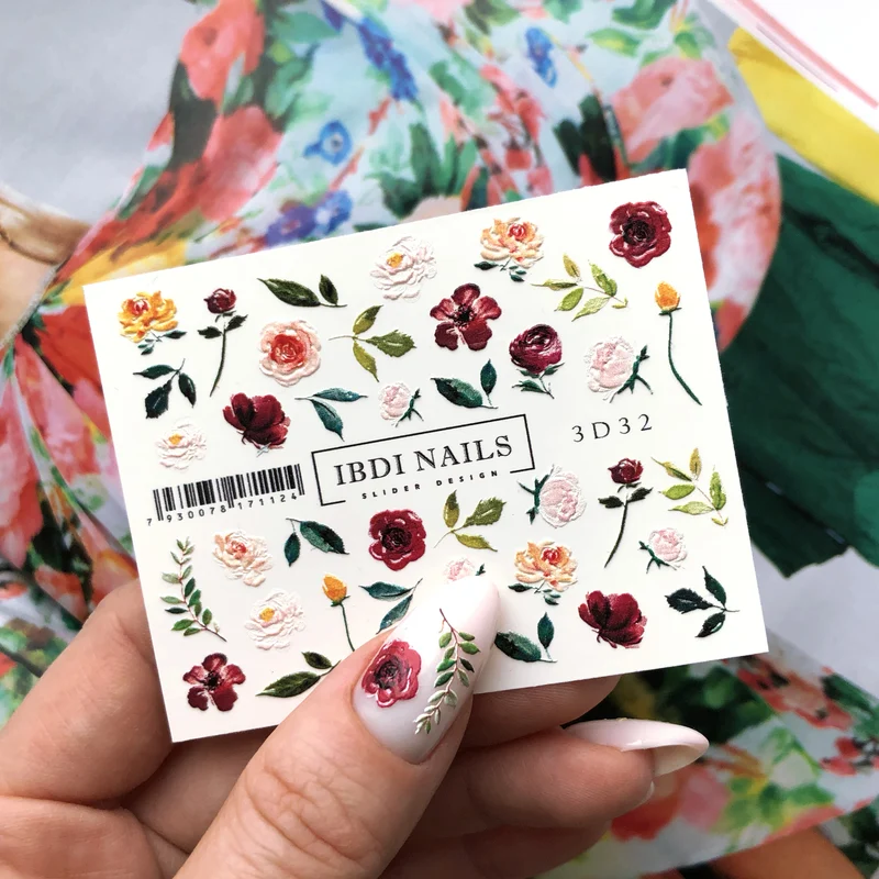 IBDI 3D Flower nail decals / sliders #3d 32