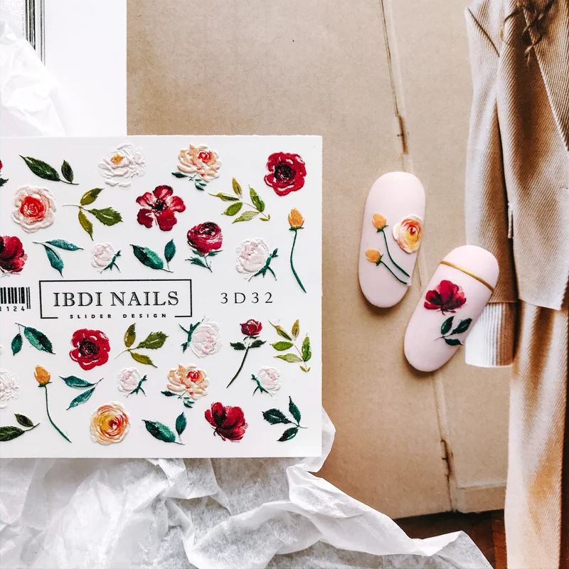 IBDI 3D Flower nail decals / sliders #3d 32