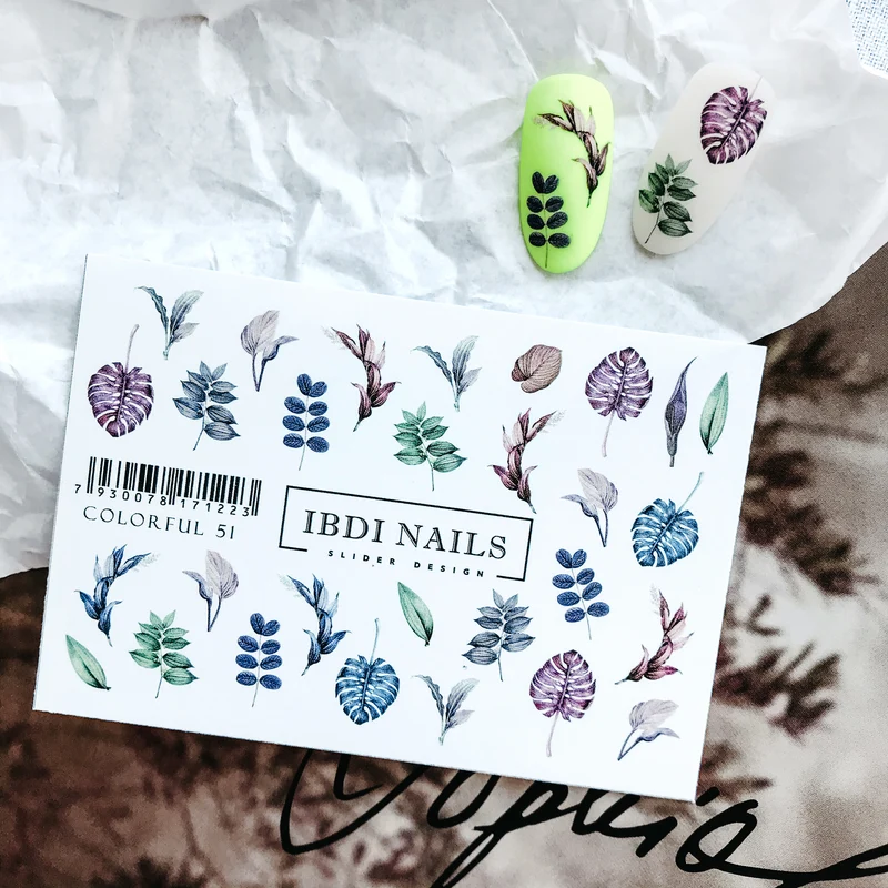 IBDI Flower nail decals / sliders #Colorful 51