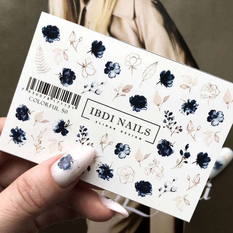IBDI Flower nail decals / sliders #Colorful 50