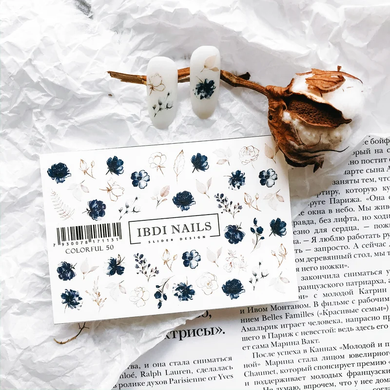 IBDI Flower nail decals / sliders #Colorful 50