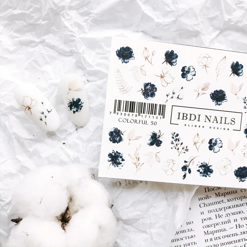 IBDI Flower nail decals / sliders #Colorful 50