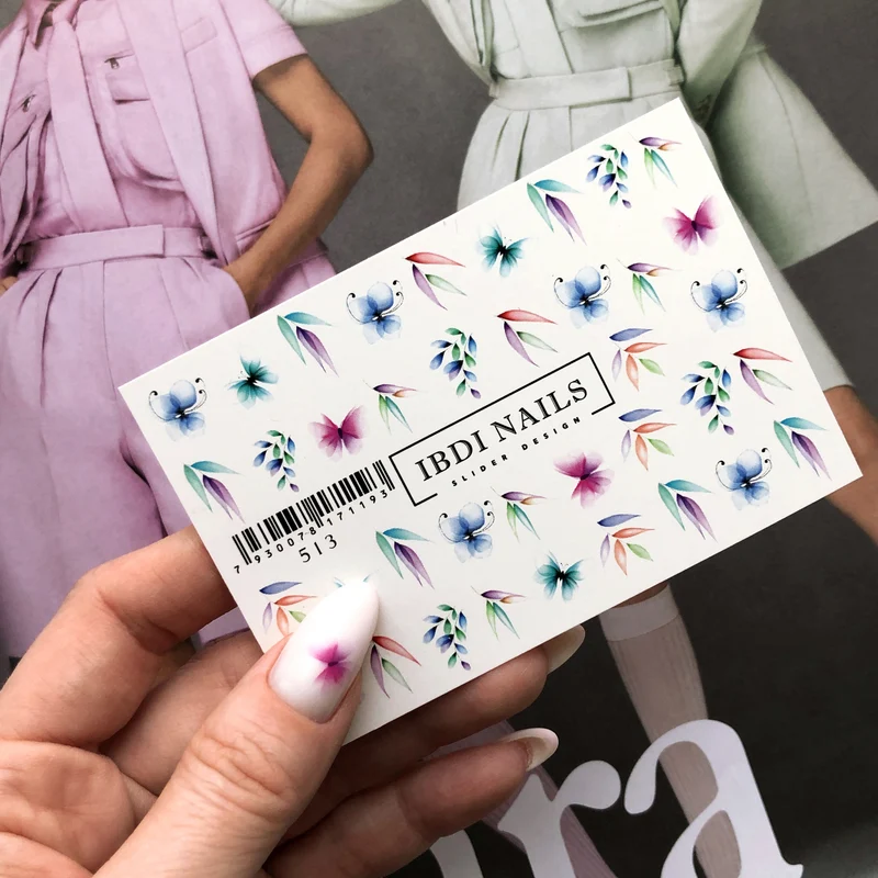 IBDI Flower nail decals / sliders #513