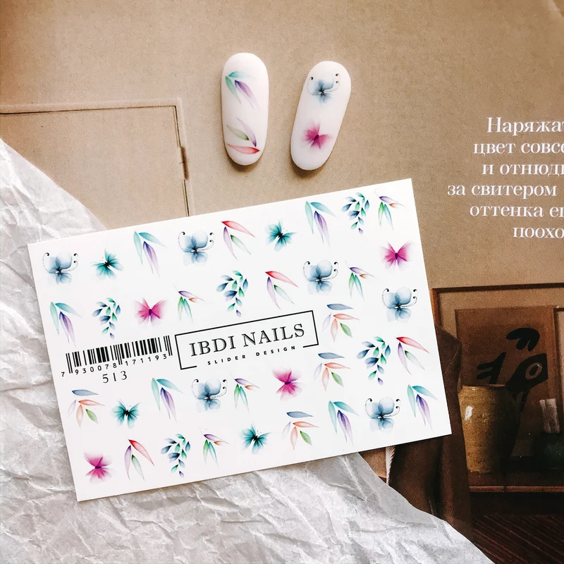 IBDI Flower nail decals / sliders #513