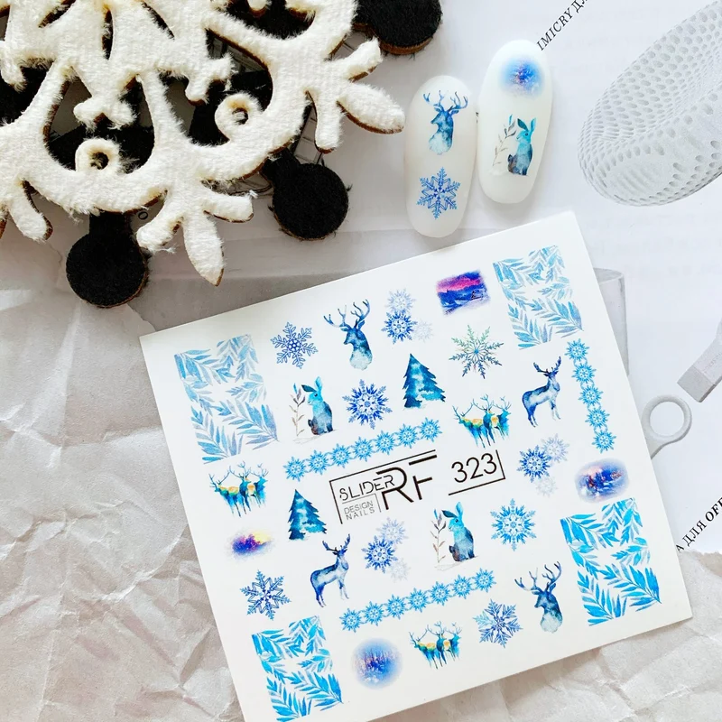 Slider.RF Snowflake / Christmas nail decals / sliders 323