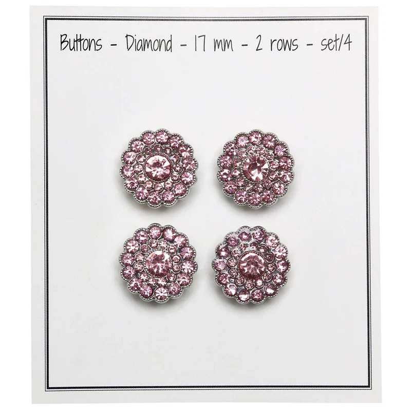 Glitzerknöpfe - Kleine Steine - Pink - 4 Stk