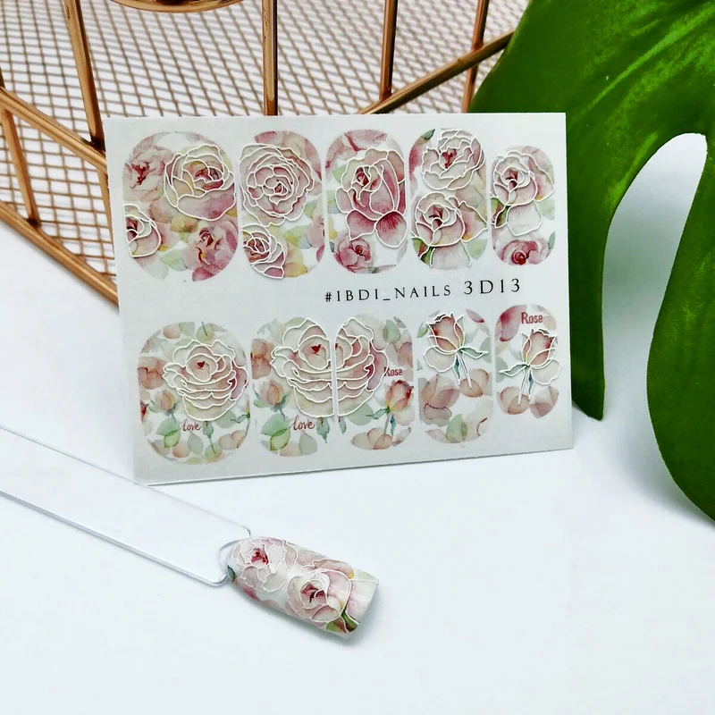 IBDI 3D Flower nail decals / sliders 3D13