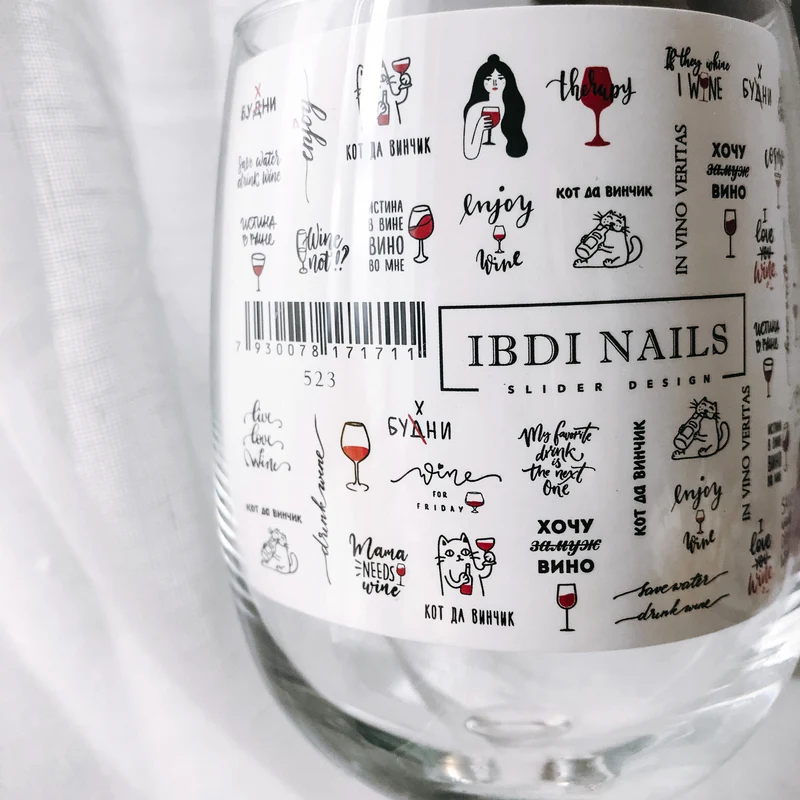IBDI Wine / Vino nail decals / sliders #523