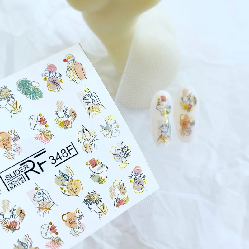 Slider.RF F Abstract foil flower nail decals / sliders 348