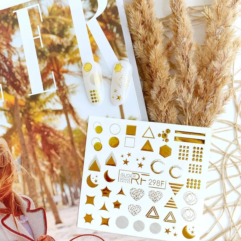 Slider.RF Gold foil Geometric nail decals / sliders 298F