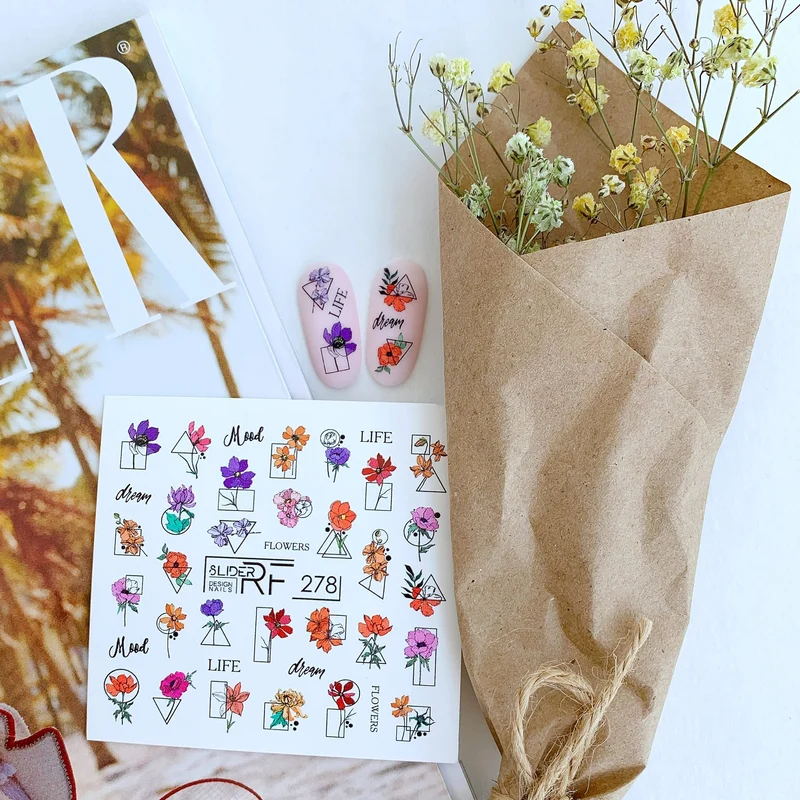 Slider.RF Flower nail decals / sliders 278