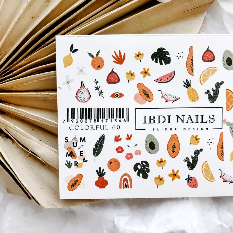 IBDI Fruit nail decals for tropical nails / sliders #Colorful 60