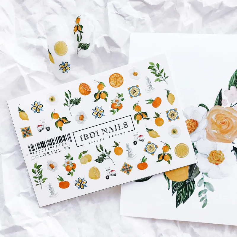 IBDI Fruit and citrus nail decals / sliders #Colorful 53