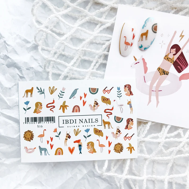 IBDI Animal, flower nail decals / sliders #516
