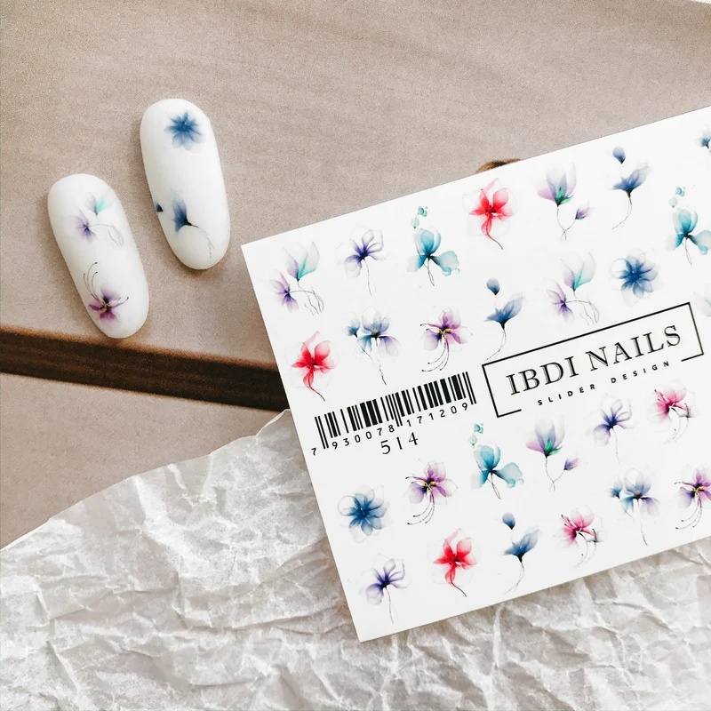 IBDI Flower nail decals / sliders #514