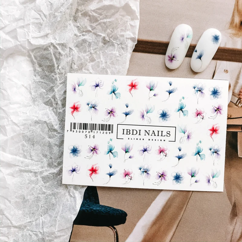 IBDI Flower nail decals / sliders #514