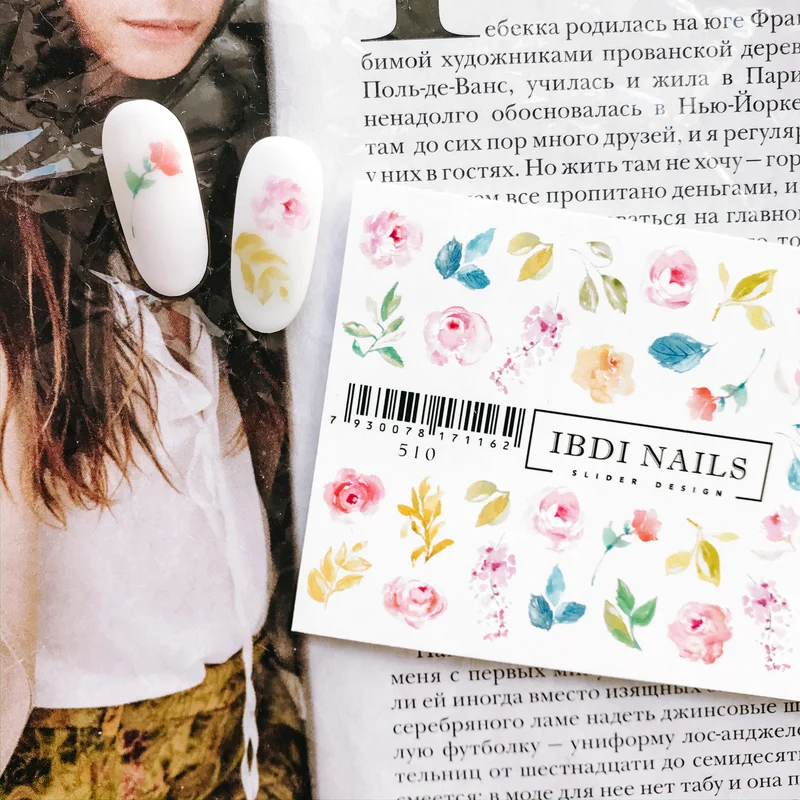 IBDI Flower nail decals / sliders #510