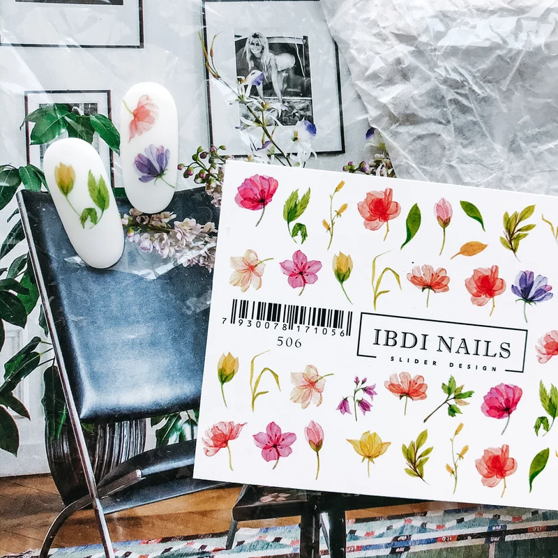 IBDI Flower nail decals / sliders #506