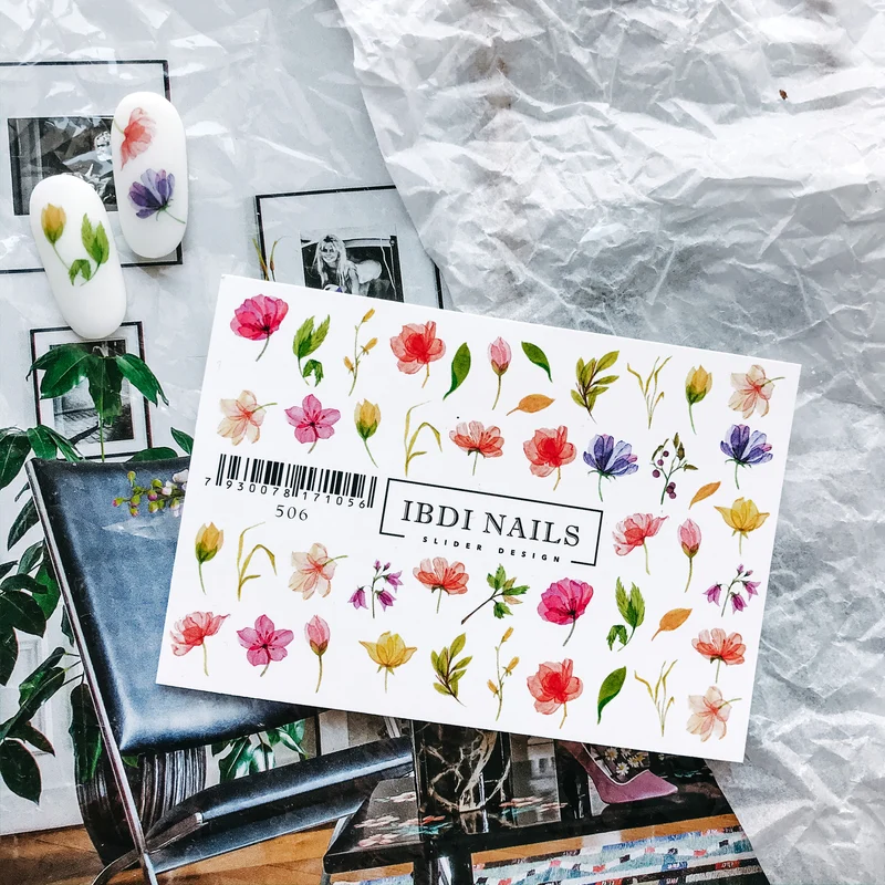 IBDI Flower nail decals / sliders #506