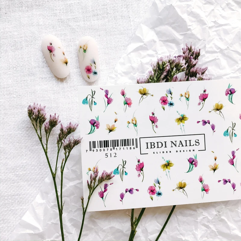 IBDI Flower nail decals / sliders #512