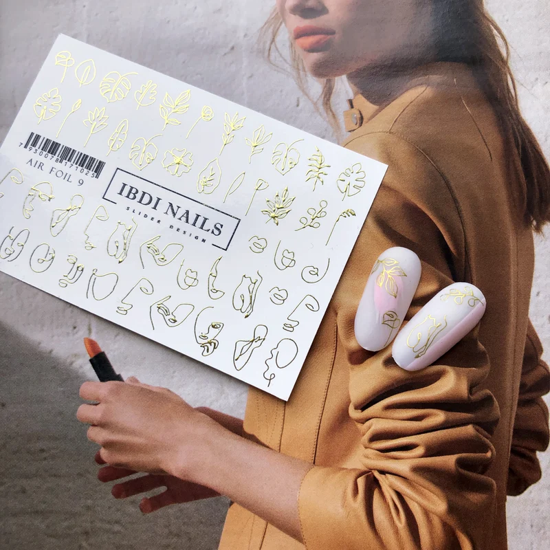 IBDI Gold foil leaf nail decals / sliders #Air Foil 9