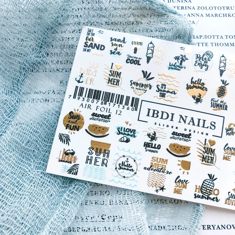 IBDI Summer beach nail decals / sliders #Air Foil 12