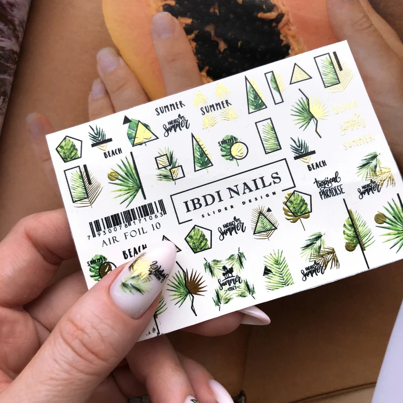 IBDI Summer abstract leaf nail decals / sliders #Air Foil 10