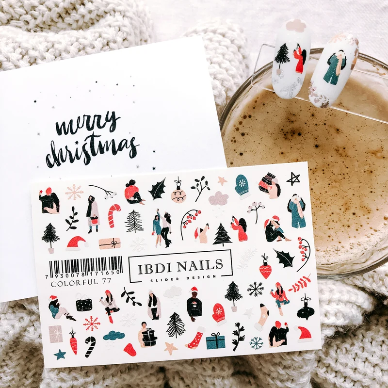 IBDI Christmas nail decals / sliders COLORFUL 77